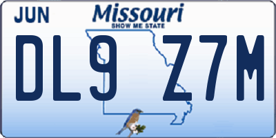 MO license plate DL9Z7M