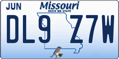 MO license plate DL9Z7W