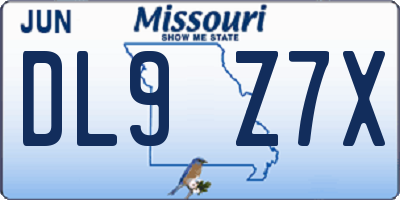 MO license plate DL9Z7X