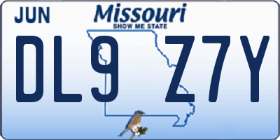 MO license plate DL9Z7Y