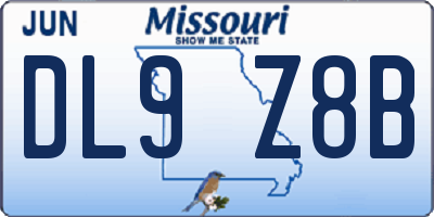 MO license plate DL9Z8B