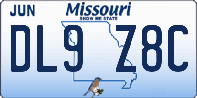 MO license plate DL9Z8C