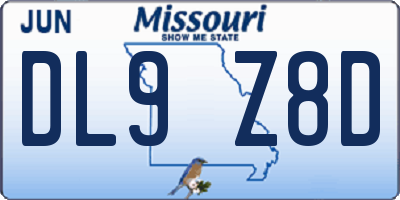 MO license plate DL9Z8D