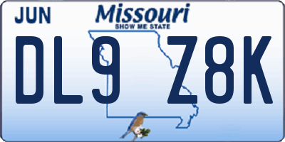 MO license plate DL9Z8K