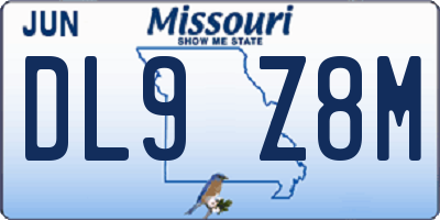 MO license plate DL9Z8M
