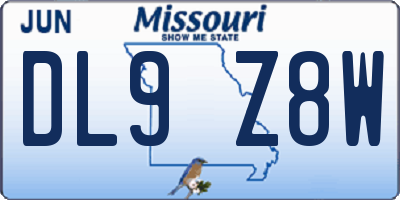 MO license plate DL9Z8W