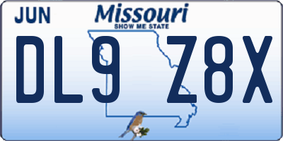 MO license plate DL9Z8X
