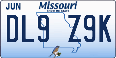 MO license plate DL9Z9K