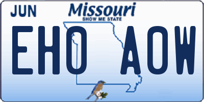 MO license plate EH0A0W