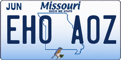 MO license plate EH0A0Z