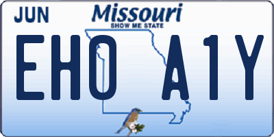 MO license plate EH0A1Y