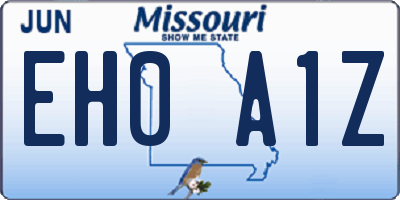MO license plate EH0A1Z