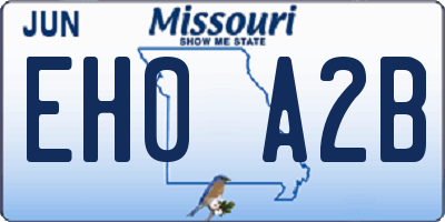 MO license plate EH0A2B