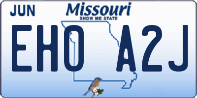 MO license plate EH0A2J