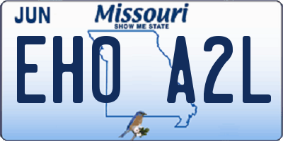 MO license plate EH0A2L