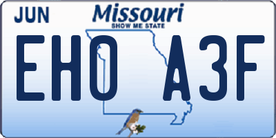 MO license plate EH0A3F