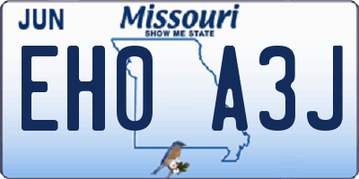 MO license plate EH0A3J