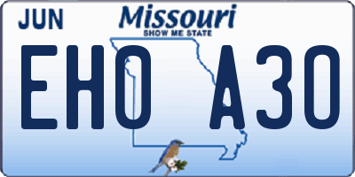 MO license plate EH0A3O