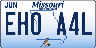 MO license plate EH0A4L