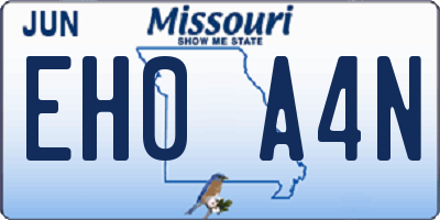 MO license plate EH0A4N