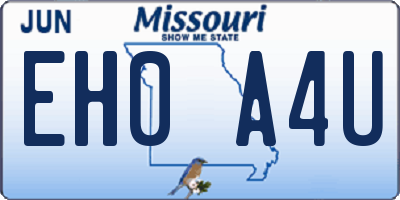 MO license plate EH0A4U