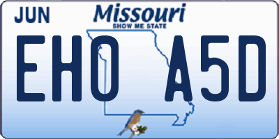 MO license plate EH0A5D