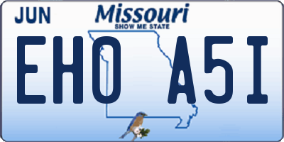 MO license plate EH0A5I