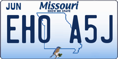 MO license plate EH0A5J