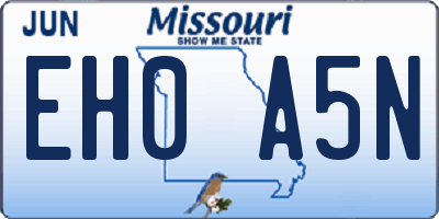 MO license plate EH0A5N