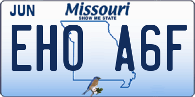 MO license plate EH0A6F