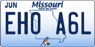 MO license plate EH0A6L