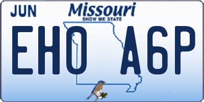 MO license plate EH0A6P