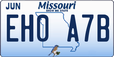 MO license plate EH0A7B
