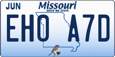 MO license plate EH0A7D