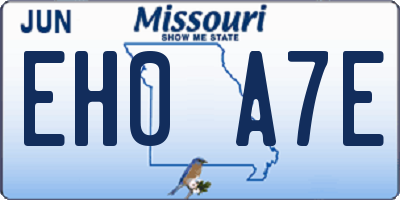 MO license plate EH0A7E