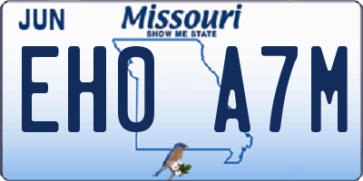 MO license plate EH0A7M