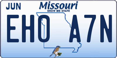 MO license plate EH0A7N