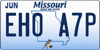MO license plate EH0A7P