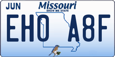 MO license plate EH0A8F