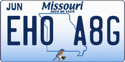 MO license plate EH0A8G