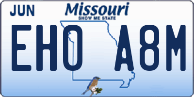 MO license plate EH0A8M