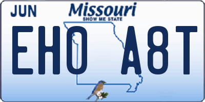 MO license plate EH0A8T