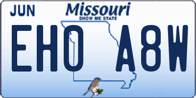 MO license plate EH0A8W