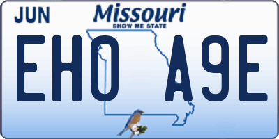 MO license plate EH0A9E