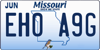 MO license plate EH0A9G