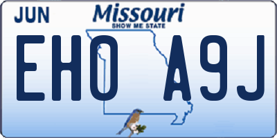 MO license plate EH0A9J