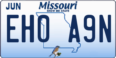 MO license plate EH0A9N
