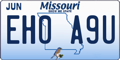 MO license plate EH0A9U