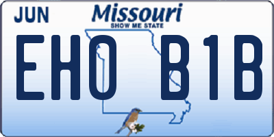 MO license plate EH0B1B