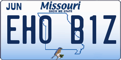 MO license plate EH0B1Z